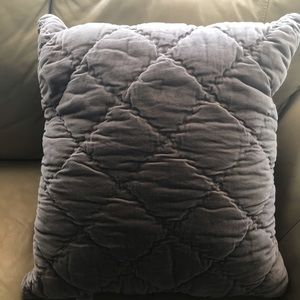 Martha Stewart Gray Quilted Velvet Quilted Euro Pillow